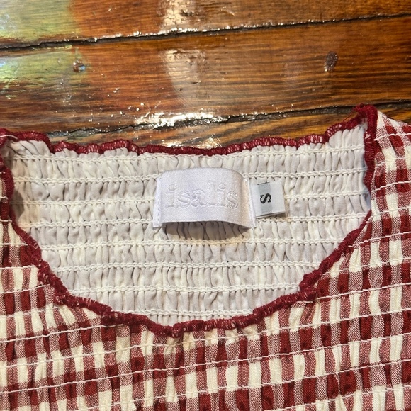 NWOT Isalis Red Katz Gingham Mini Smocked Tank Dress - Picture 3 of 3